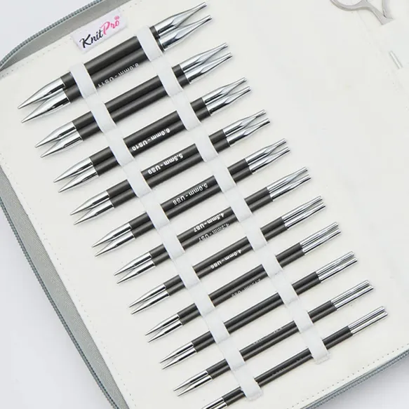 KnitPro Karbonz keičiamų virbalų rinkinys 13 cm, 3-8 mm, Regal