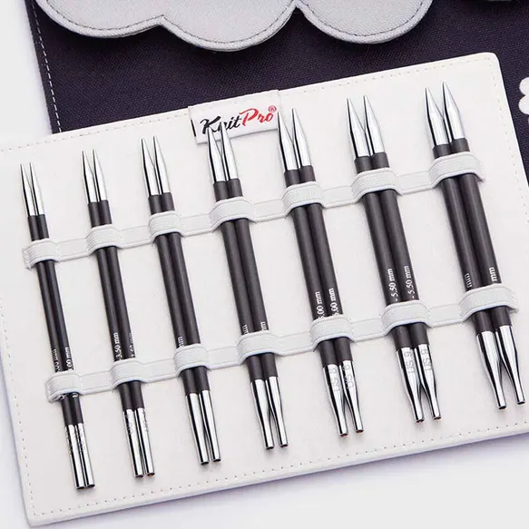 KnitPro Karbonz keičiamų virbalų rinkinys Midi, 13 cm